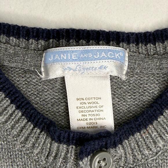 Janie & Jack Baby Cardigan Sweater 12–18 Months Cotton Wool Soft Holiday Classic - Picture 2 of 14